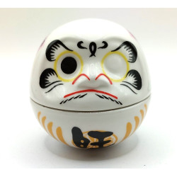 Daruma blanc porcelaine 6cms. Moine zen bodhidharma