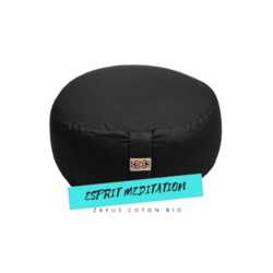 zafu noir yoga coussin de meditation rond. Coton biologique et sarrasin