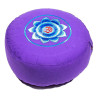 Zafu zen lavable et déhoussable. Violet broderie OM. Oeko tex